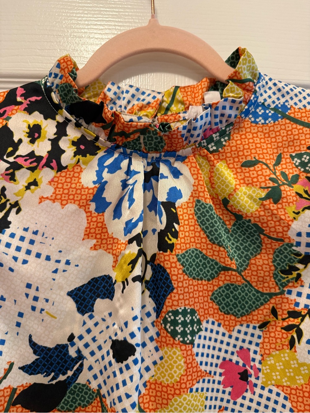 THML Multicolor Floral Ruffle Neck Blouse - Picture 3 of 6